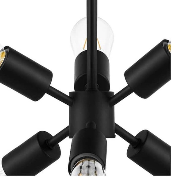 Leonie 16.25 in. 6-Light Matte Black Sputnik Semi-Flush Mount, Ceiling Light - Picture 4 of 6